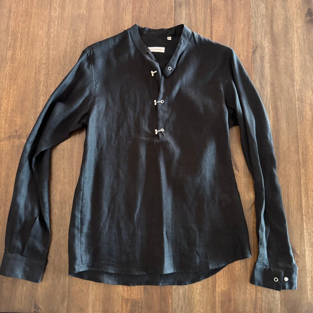 Primo Emporio Mandarin Collar Men’s Shirt in Linen